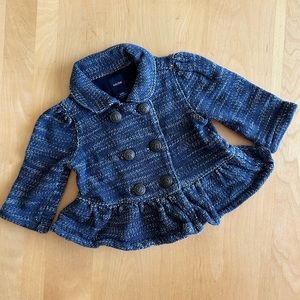 Baby Gap double breasted blue knit jacket